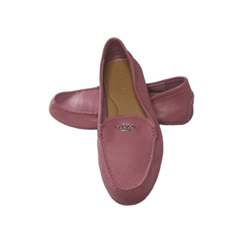 Coach New York Mary Lock Up Leather Slip On Pink Loafers Shoes Womens Size 8